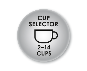 Coffee quantity settings for 2-14 cups